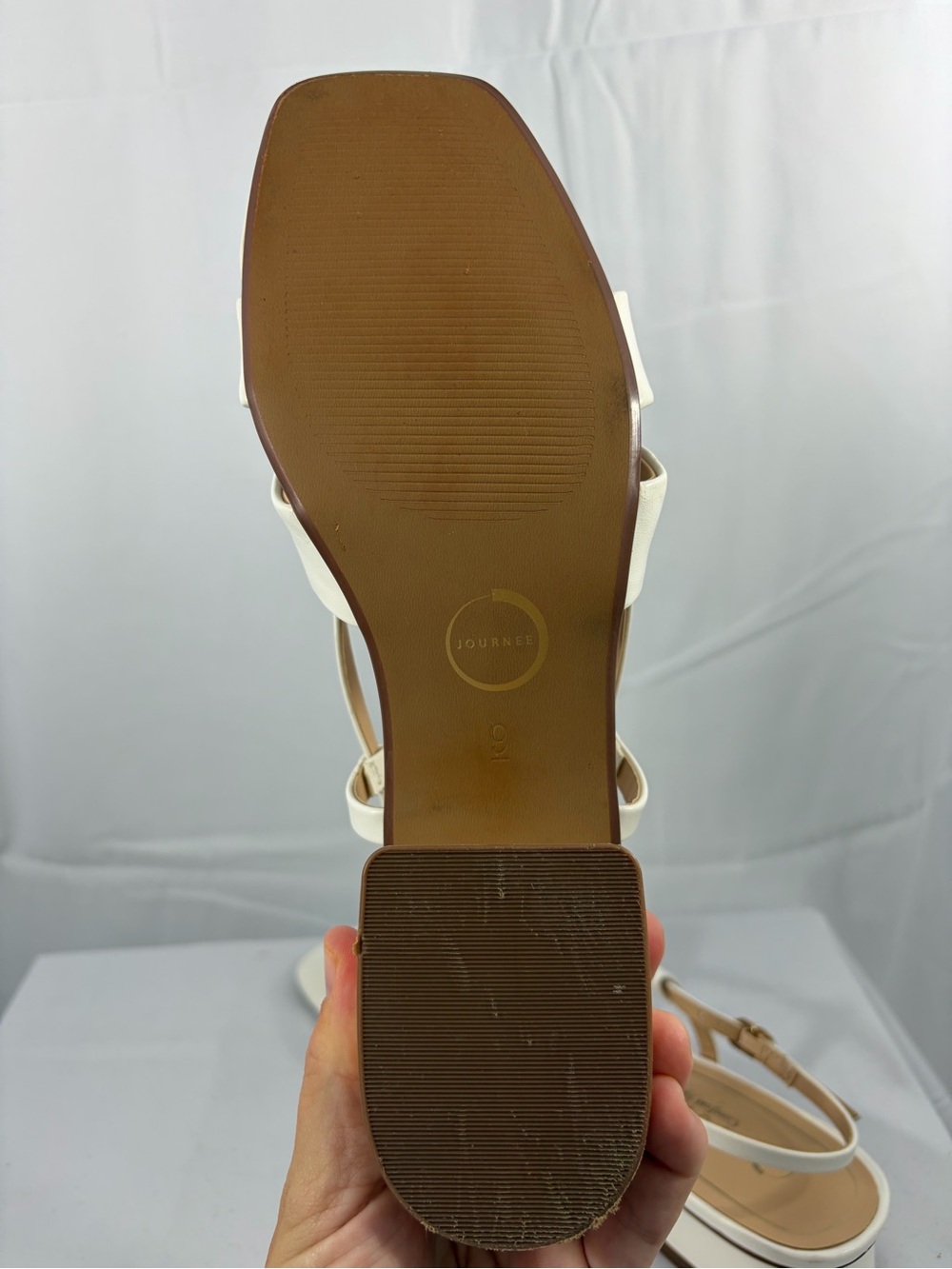 NWT Journee Women’s Size 9 White Braided Strap Slingback Sandals - Picture 5 of 8
